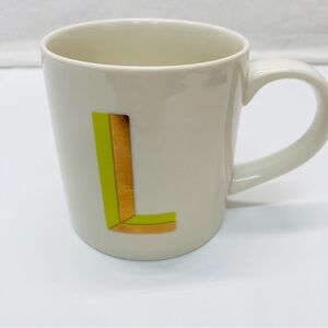 Opalhouse monogram Initial L Coffee Tea Mug Stoneware 16oz Yellow Rose Gold  Cup